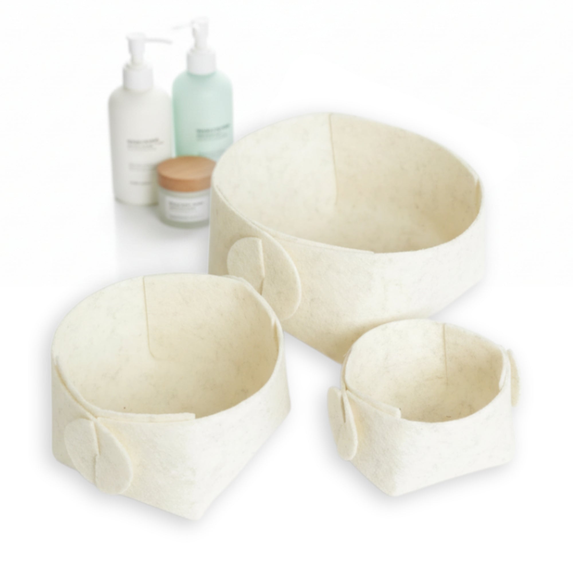 körbe bad aufbewahrung Libaro Körbe MAGGY beige Set 3 Größen Aufbewahrung Bad Organizer Filz– Villadesign.de