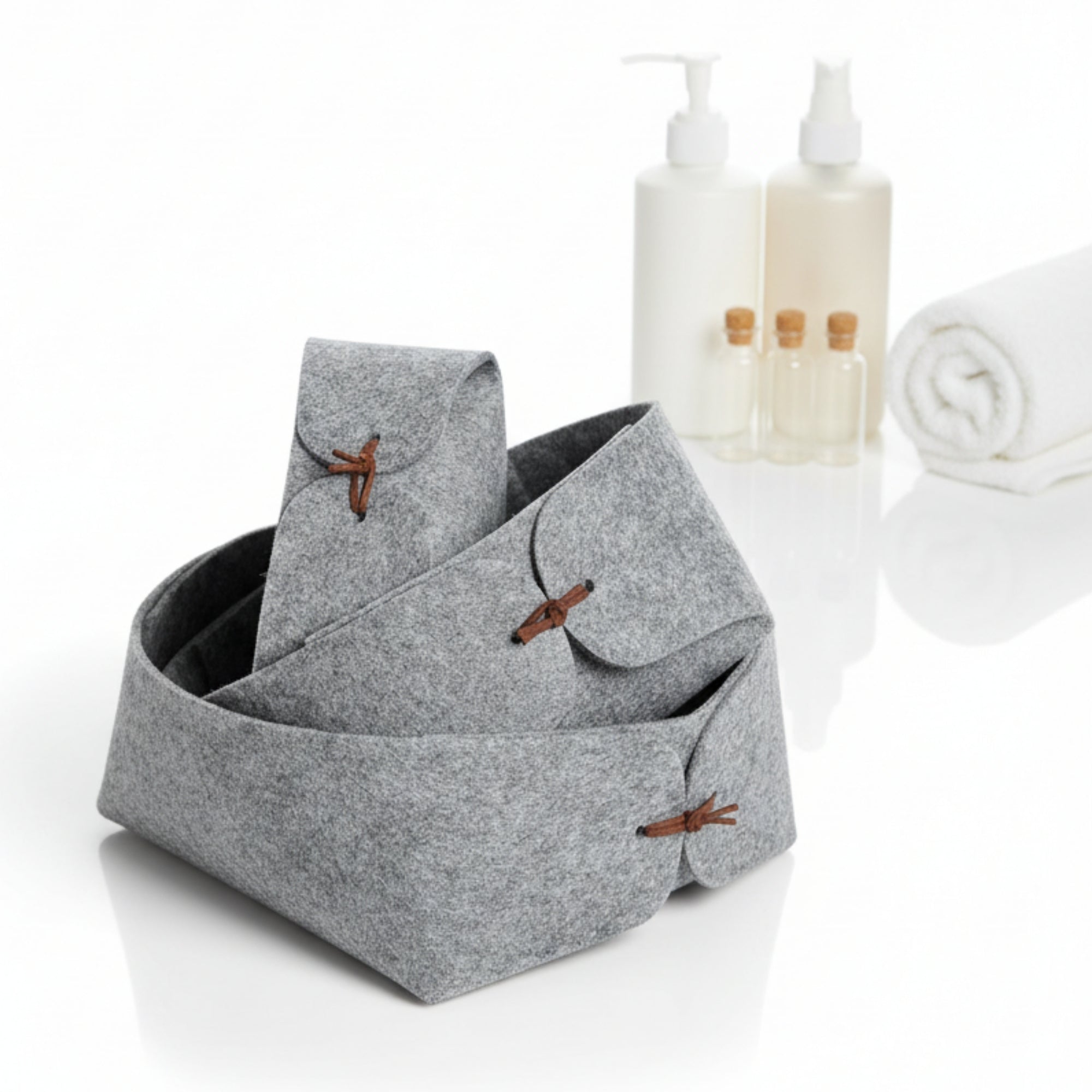 körbe bad aufbewahrung Libaro Körbe BENNY grau Set 3 Größen zur Aufbewahrung Bad Organizer Fi – Villadesign.de