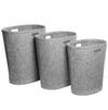 Libaro 3er-Set Wäschetaschen PLUS 3 Bad-Organizer grau Wäschetrenner oval Wäschebox Filz