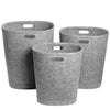 Libaro Wäschetaschen TILLY 3er Set grau ovaler Form mit Griff 3 Größen Wäschetrennen Wäschebox Filz